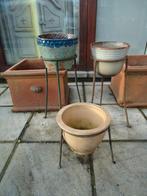 bloempotten met staander, Tuin en Terras, Ophalen, Overige materialen, Gebruikt, Rond