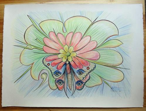 Lode Herreman, pastel, 44 x 60 cm, Vlinderbloem '96, Antiek en Kunst, Kunst | Schilderijen | Modern, Ophalen