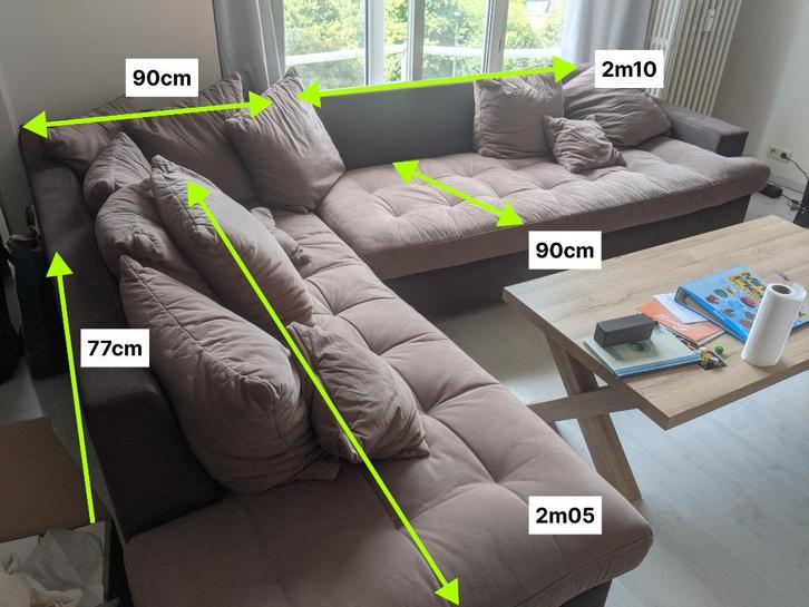 Canapé d'angle salon, Huis en Inrichting, Zetels | Zetels, Gebruikt, Hoekbank, Vierpersoons of meer, 250 tot 300 cm, 75 tot 100 cm