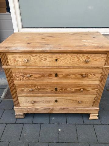 Commode 4 tiroirs en pin, 3 ou 4 tiroirs, Enlèvement, Utilisé, 50 à 100 cm