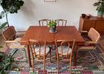Table à manger extensible mid-century (6-10p), Maison & Meubles, Comme neuf, Rectangulaire, Teck, 50 à 100 cm