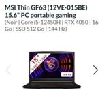 pc portable gamer MSI, Ophalen, Gebruikt, Intel core i5-12450H, 2 TB