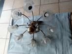Vintage luster met 8 glazen kapjes, Ophalen