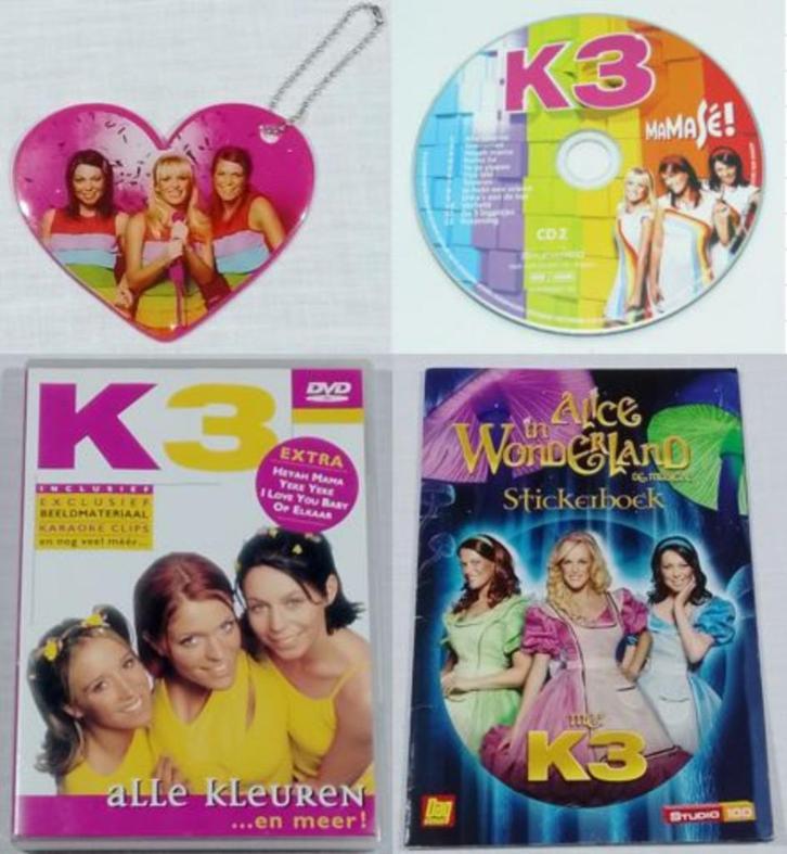 K3 - Studio 100 - Sleutelhanger - CD - DVD - Stickeralbum, Verzamelen, Film en Tv, Gebruikt, Tv, Gebruiksvoorwerp, Ophalen of Verzenden