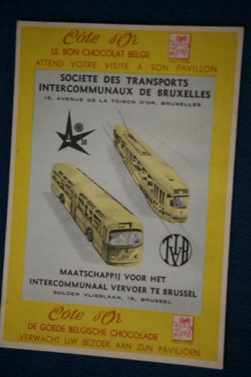 Expo 58 - côte d'or - bus tram - plan - chocolat - STIB beschikbaar voor biedingen