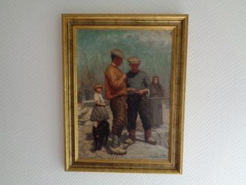 Tableau: Personnages. Signé: "Emile BULCKE" Vintage beschikbaar voor biedingen