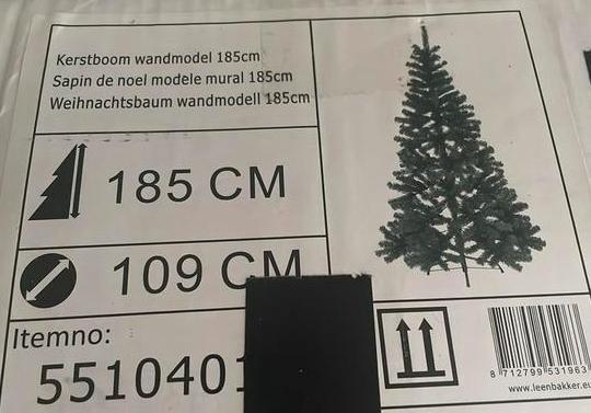 Kerstboom wandmodel 185cm, Diversen, Kerst, Zo goed als nieuw, Ophalen