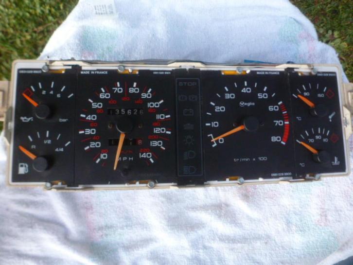 PEUGEOT 205 GTI: instrumenten, snelheidsmeter en cpt -rpm +4, Auto-onderdelen, Dashboard en Schakelaars, Peugeot, Gebruikt, Verzenden