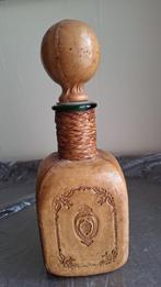 Met leer beklede glazen karaf, Ophalen of Verzenden