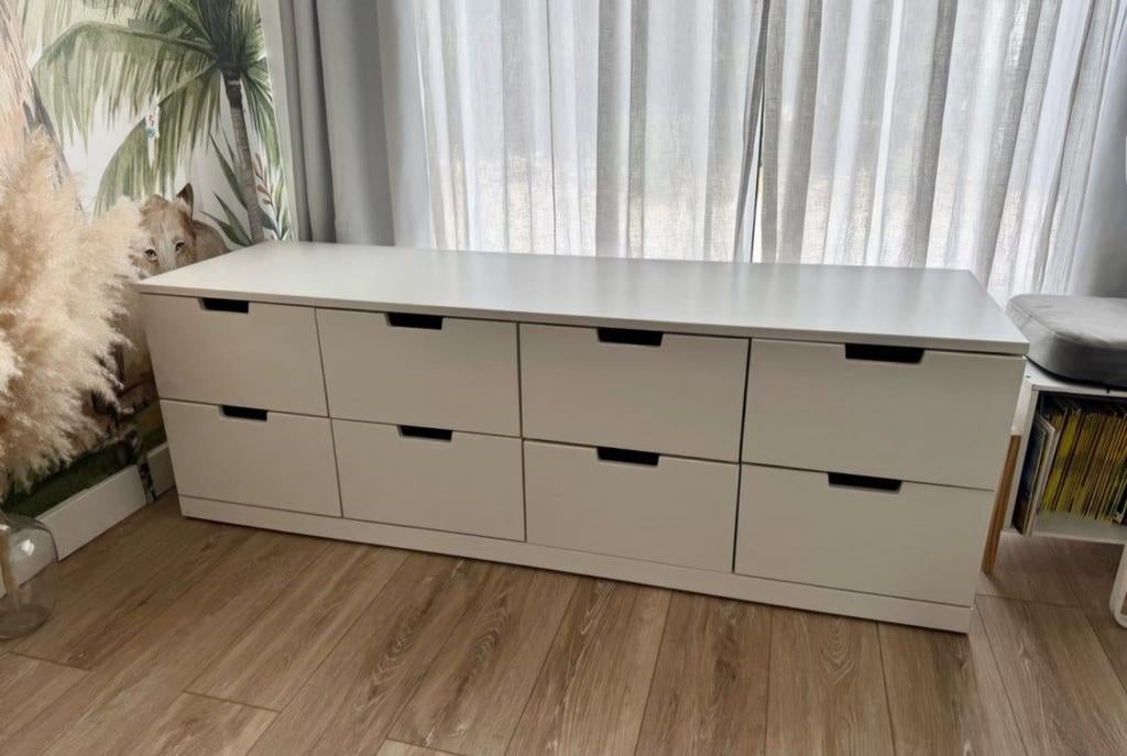 Commode basse 8 tiroirs Nordli blanche Ikea, Maison & Meubles, Enlèvement