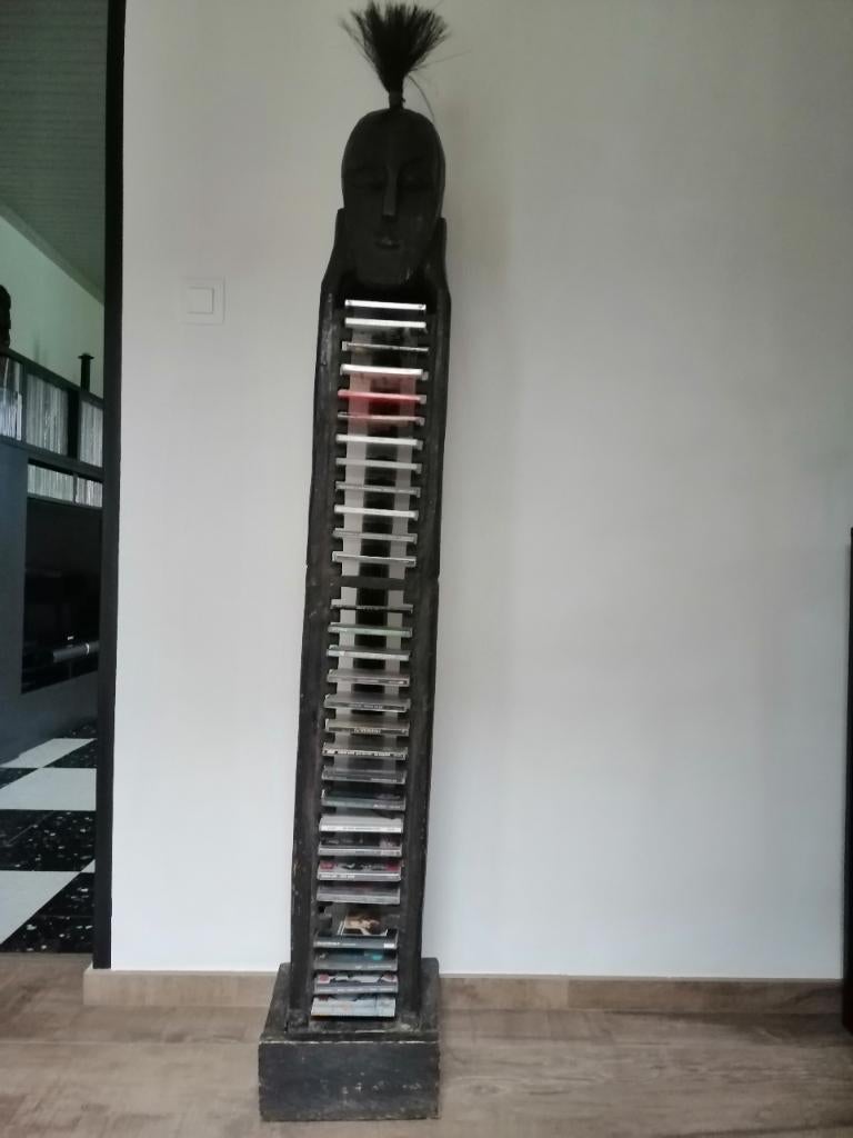 Colonne cd type africain, Maison & Meubles, Moins de 25 disques, Enlèvement, Utilisé, Bois