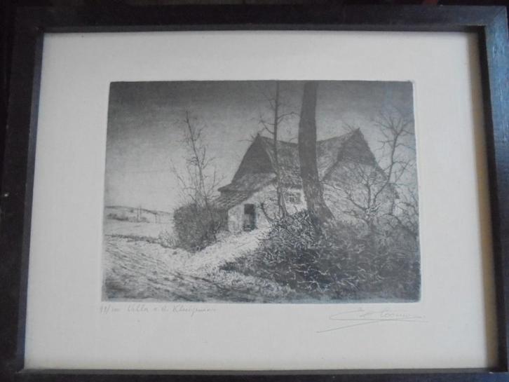 Emiel de Cooman  1922 - 2021  Ets Villa Kluizenaar, Antiquités & Art, Art | Eaux-fortes & Gravures, Envoi