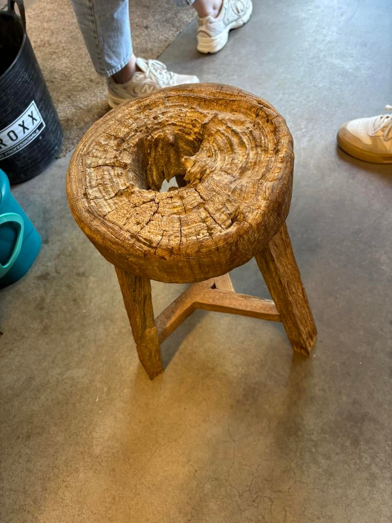 Massief hout krukje, Huis en Inrichting, Ophalen, Gebruikt, Hout