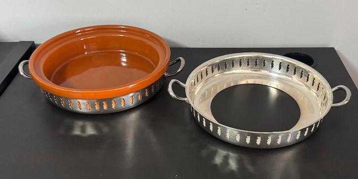 Ancient Wiskemann schaaltje van terracotta en zilver, Antiek en Kunst, Antiek | Zilver en Goud, Zilver, Ophalen of Verzenden