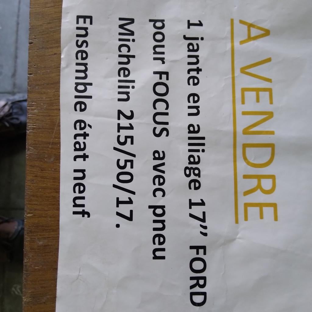 Une roue Ford focus, Enlèvement