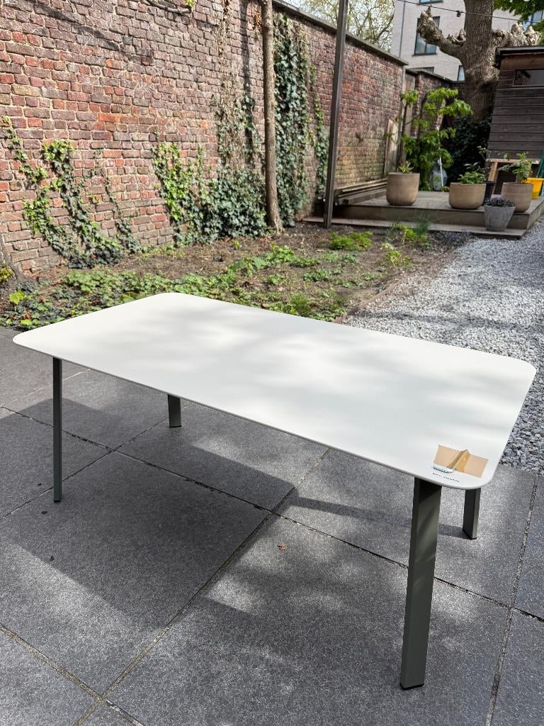 Salontafel voor in de tuin glasplaat /groene pootjes, Enlèvement, Neuf, Rectangulaire, Métal