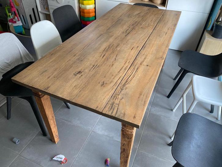 Massief eiken tafel, Huis en Inrichting, Tafels | Eettafels, Gebruikt, 50 tot 100 cm, 150 tot 200 cm, Vijf personen of meer, Rechthoekig