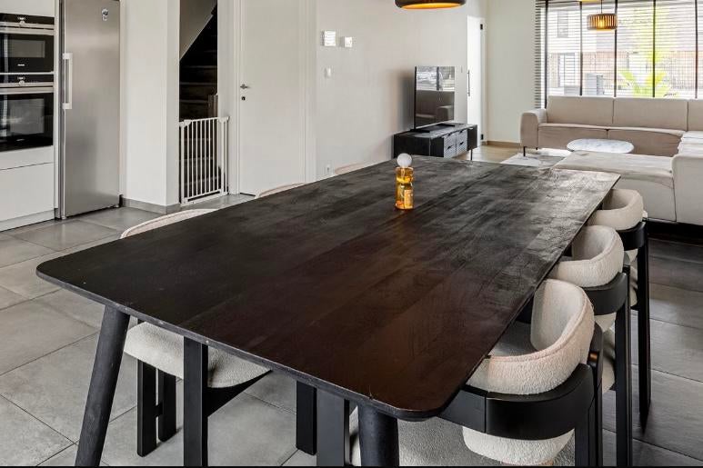 Stijl volle tafel met 6 comfortabele stoelen, Ophalen, Gebruikt, 200 cm of meer, 50 tot 100 cm