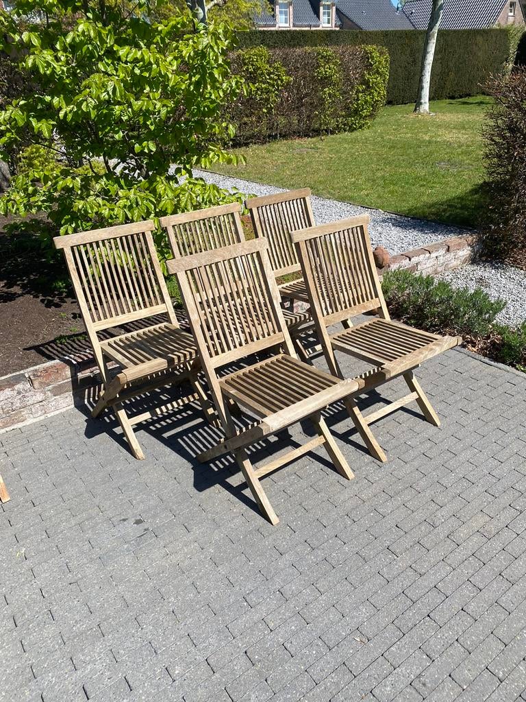 Chaises de jardin en teck (5 pièces), Enlèvement, Utilisé, Bois