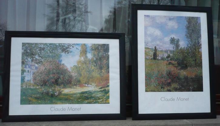 2 kaders met ingelijste poster van CLAUDE MONET, Verzamelen, Posters, Gebruikt, Dier of Natuur, Met lijst, Ophalen of Verzenden