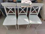 3 witte stoelen Ikea, Trois, Enlèvement, Utilisé, Bois