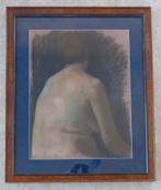 ONBEKEND / RUGGELINGS NAAKT / ORIGINEEL WERK / 83x69cm KADER, Antiek en Kunst, Ophalen