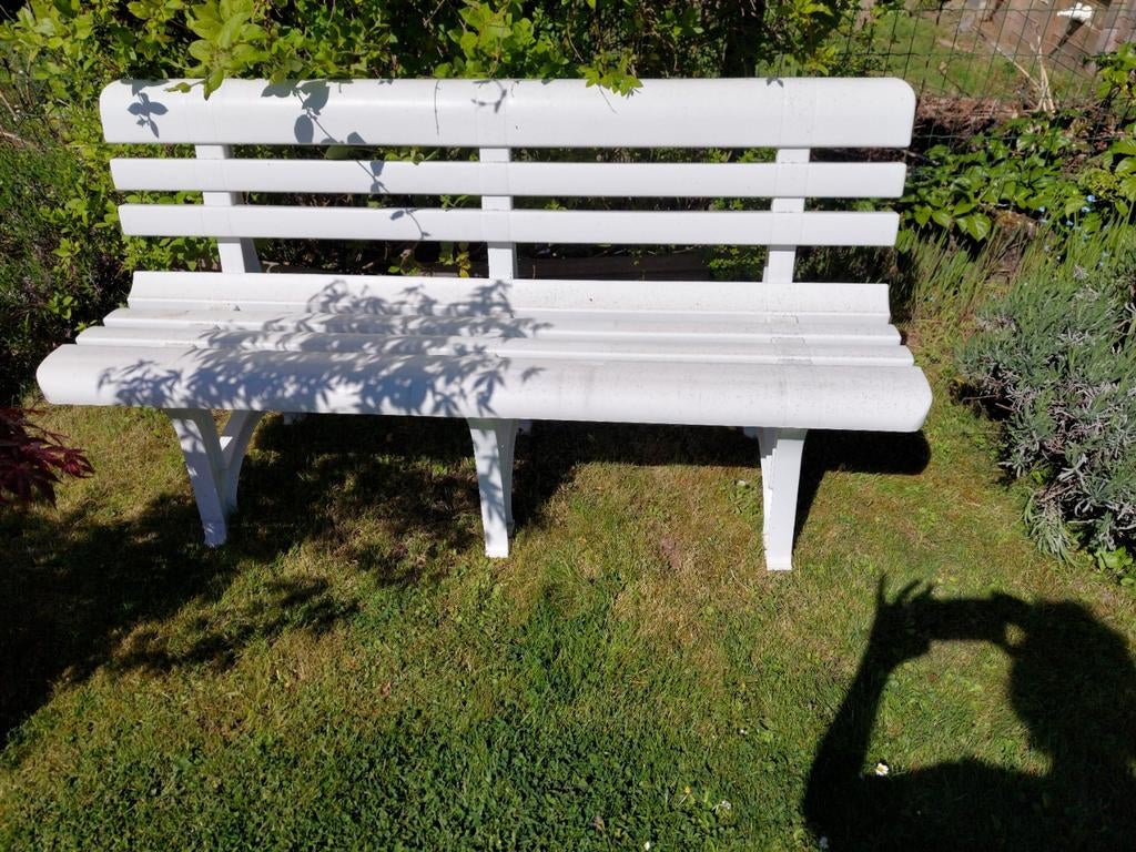 Banc de jardin en plastique blanc, Jardin & Terrasse, Enlèvement, Plastique