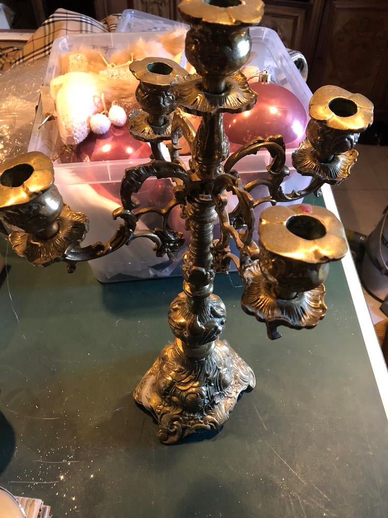 Grote oude mooie kandelaar uniek, Antiek en Kunst, Ophalen of Verzenden