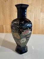 Japanse Kanzan Vaas - Zwart met Goud - 20cm, Ophalen
