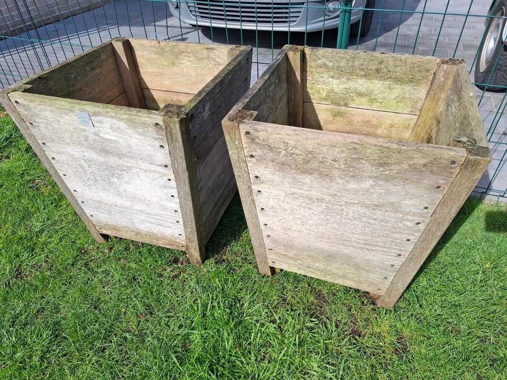2 grands bacs à fleurs en bois, Jardin & Terrasse, Enlèvement