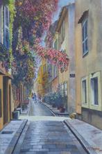 JEAN-JACQUES ROUSSEAU / STRAATZICHT ORIGINEEL 78x58cm KADER, Ophalen