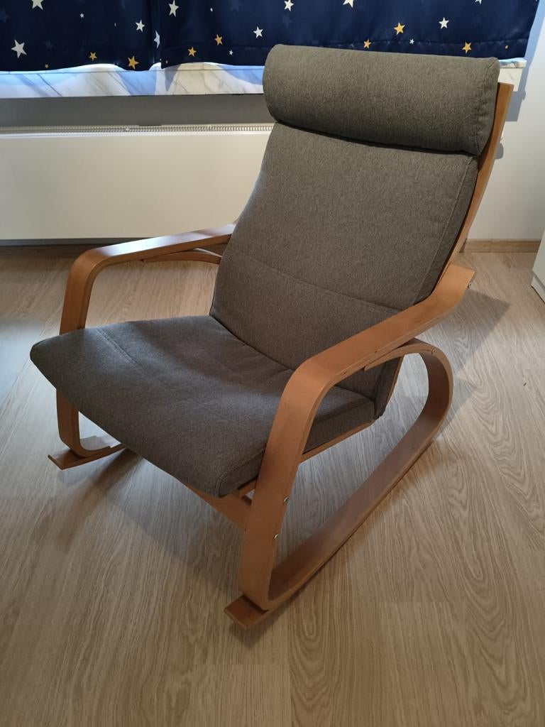 Poäng schommelstoel, lichtgrijs - berkenkleur, Huis en Inrichting, Fauteuils, Stof, Ophalen