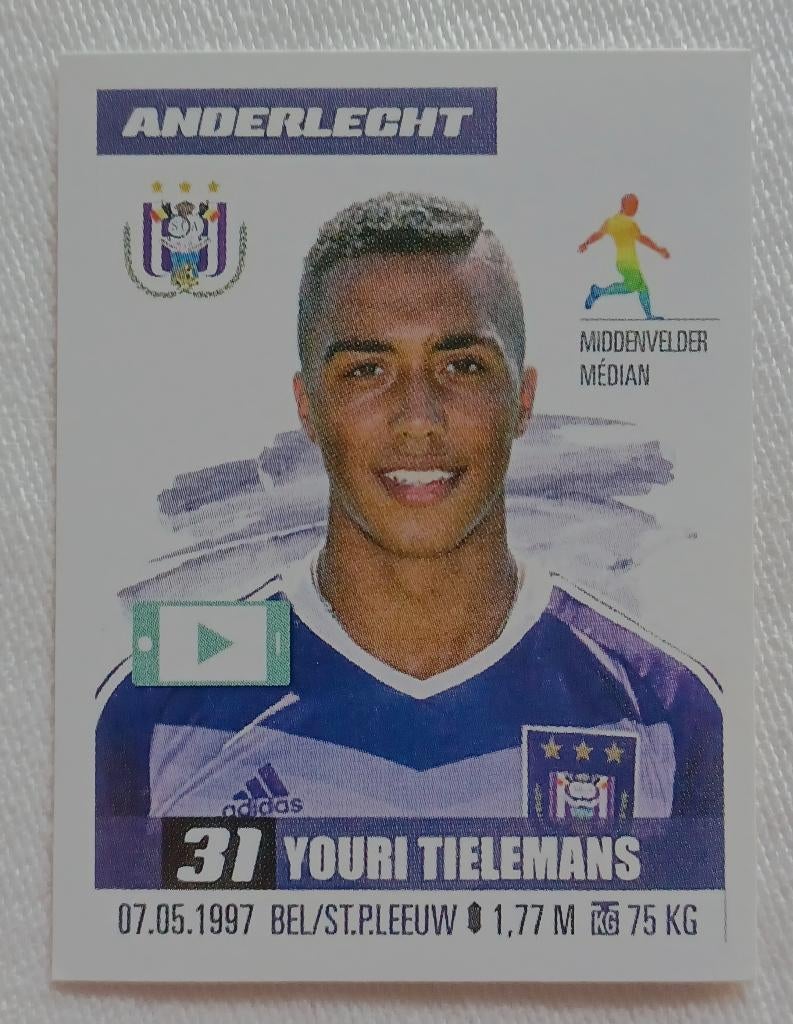 Sticker Youri Tielemans - Pro League 2019-2020, Ophalen of Verzenden, Zo goed als nieuw, Sticker