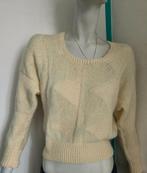 Gebreide trui driehoekmotief wol mt S, Kleding | Dames, Truien en Vesten, Beige, Ophalen of Verzenden, Zo goed als nieuw, Handgemaakt