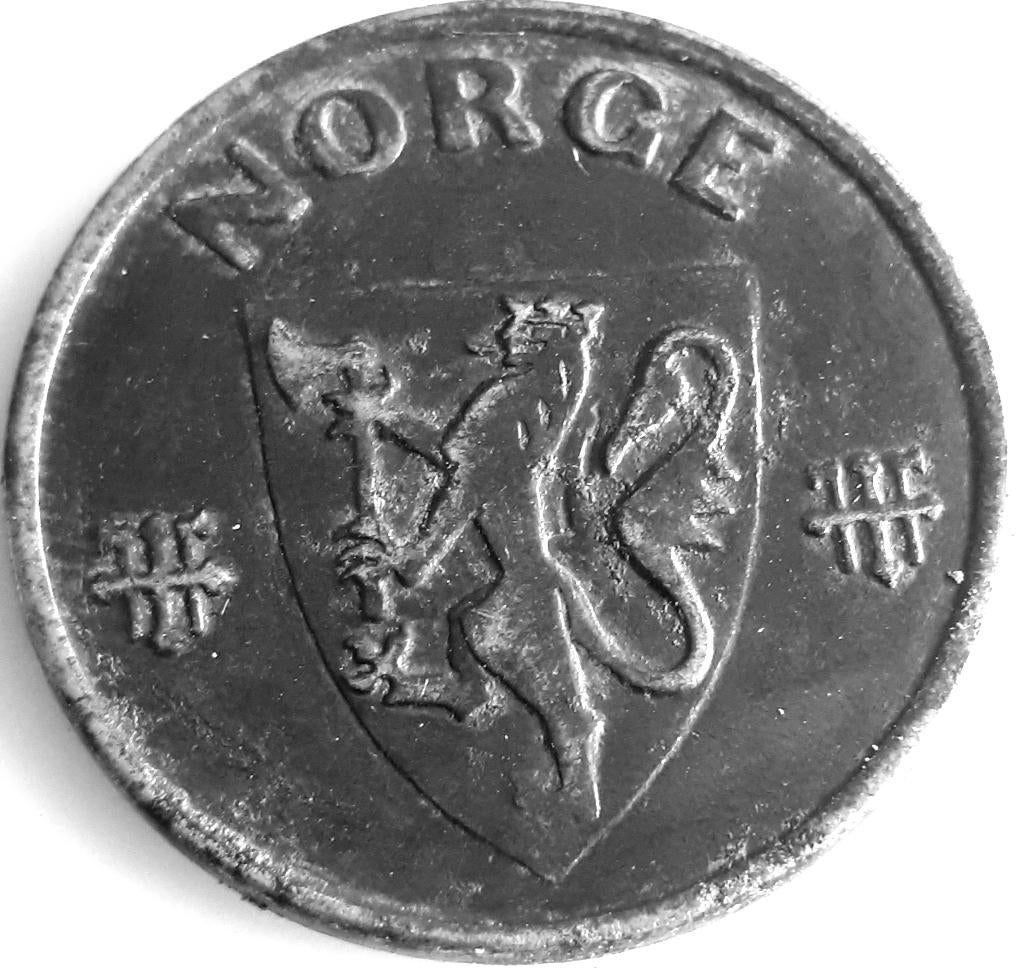 NOORWEGEN : 5 ORE 1943 KM 388 beter jaar, Postzegels en Munten, Ophalen of Verzenden, Overige landen, Losse munt