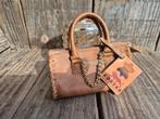 2 Miniatuur mini lederen handtassen 12 cm x 7 cm, Ophalen of Verzenden, Nieuw, Overige kleuren, Handtas
