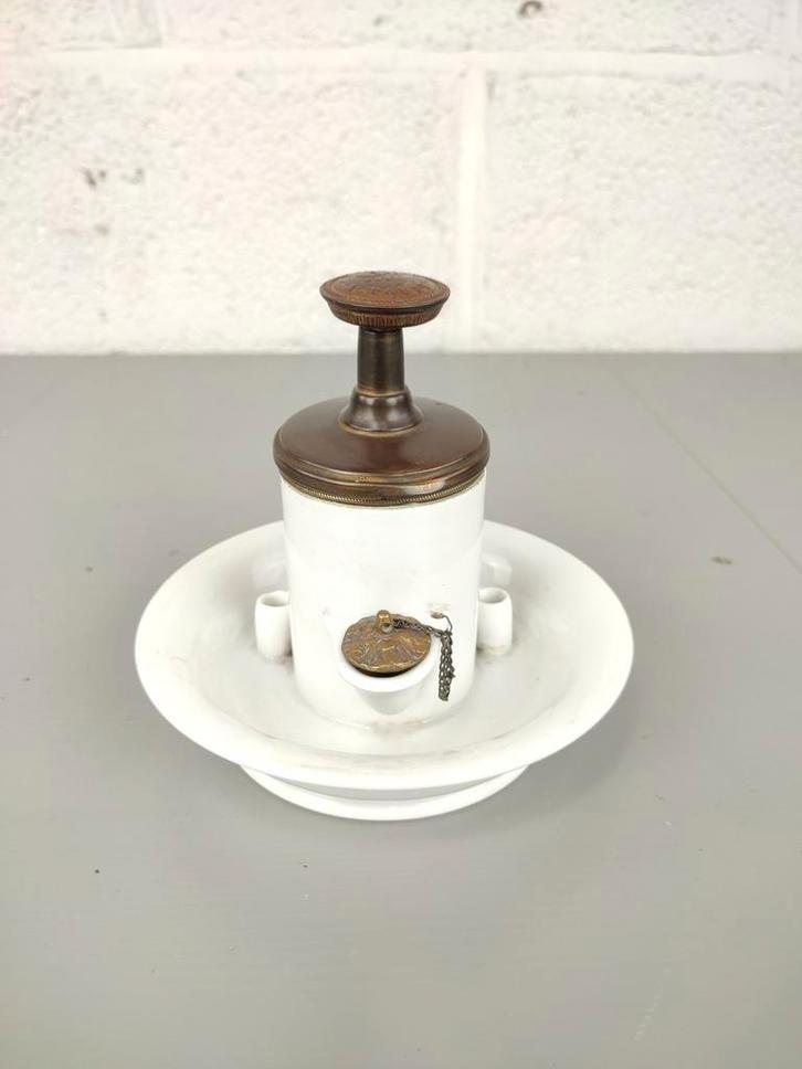Antiek porseleinen pomp inktstel, Antiquités & Art, Antiquités | Bureau & Affaires, Enlèvement ou Envoi