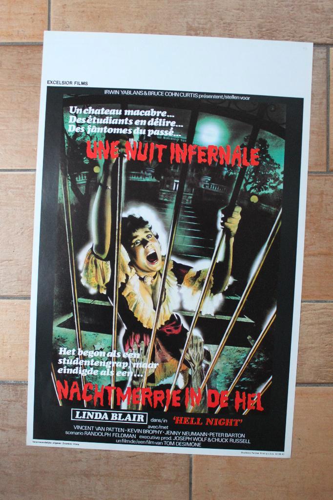 filmaffiche Hell Night 1981 filmposter, Verzamelen, Posters, Zo goed als nieuw, Film en Tv, A1 t/m A3, Rechthoekig Staand, Ophalen of Verzenden