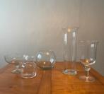 5 glazen vazen en schalen, Ophalen, Zo goed als nieuw