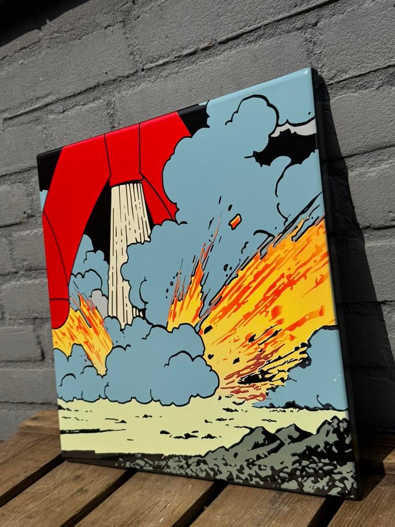 Raket emaille decoratie bord, Ophalen of Verzenden