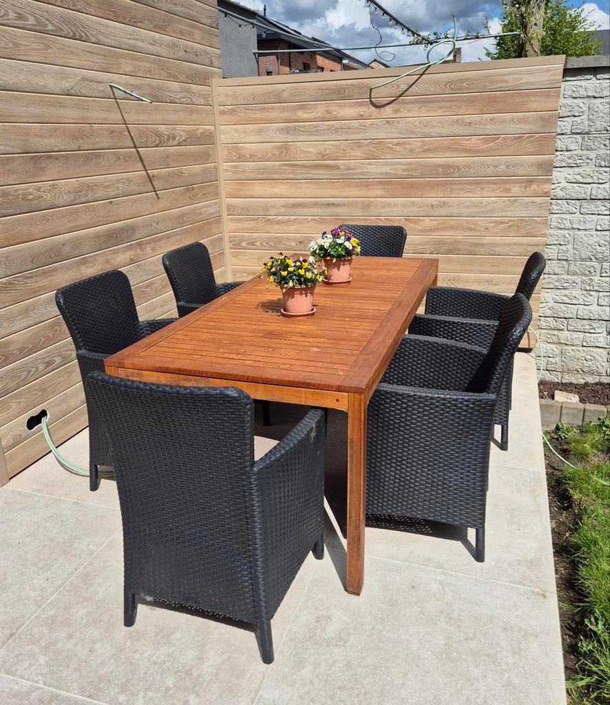 Tuintafel met 6 of 8 stoelen, Enlèvement, Utilisé, Chaise, 6 places