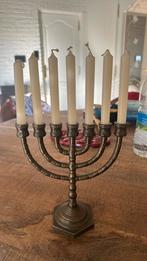 Zevenarmige antieke koperen menora kandelaar, Antiek en Kunst, Ophalen of Verzenden, Koper of Brons
