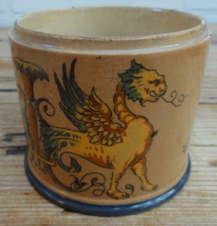 Oude Franse beboterde foie gras/ pate pot, draken , GIEN, Antiek en Kunst, Antiek | Keramiek en Aardewerk, Ophalen of Verzenden