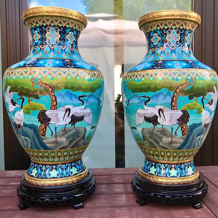 ANTIEKEN VAZEN CLOISSONE NIEUWSTAAT VERZAMELAAR CHINEES, Antiek en Kunst, Curiosa en Brocante, Ophalen