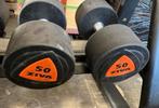 2 x 50 kg PU Ziva Dumbells Haltères Poids, Sports & Fitness, Équipement de fitness, Haltère, Utilisé, Enlèvement ou Envoi, Jambes