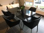 Eettafel in glas, Huis en Inrichting, Tafels | Eettafels, Ophalen, Zo goed als nieuw, Glas