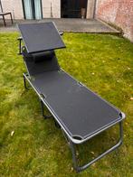 2x Opvouwbare ligstoel met verstelbare zonnekap & kussen, Tuin en Terras, Ligbedden, Ophalen, Zo goed als nieuw, Aluminium, Verstelbaar