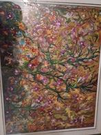 Fleurs, belle oeuvre abstraite, 66cm par 82cm, Antiquités & Art, Art | Peinture | Abstraite, Enlèvement