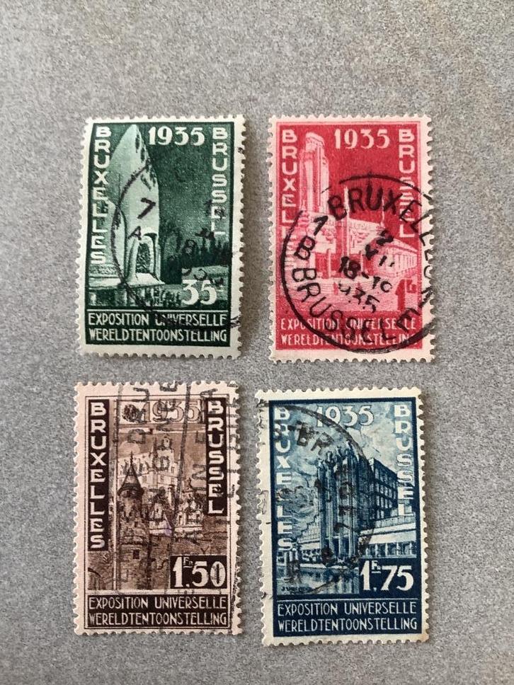 Belgische postzegels Obp nrs 386/89, Postzegels en Munten, Postzegels | Europa | België, Gestempeld, Frankeerzegel, Overig, Met plakker
