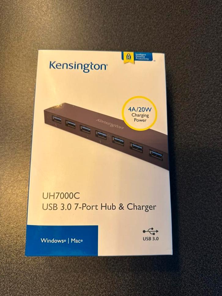 Kensington UH7000C - USB 3.0 7-port Hub & Charger, Computers en Software, Dockingstations, Nieuw, USB-hub, Laptop, Ophalen of Verzenden